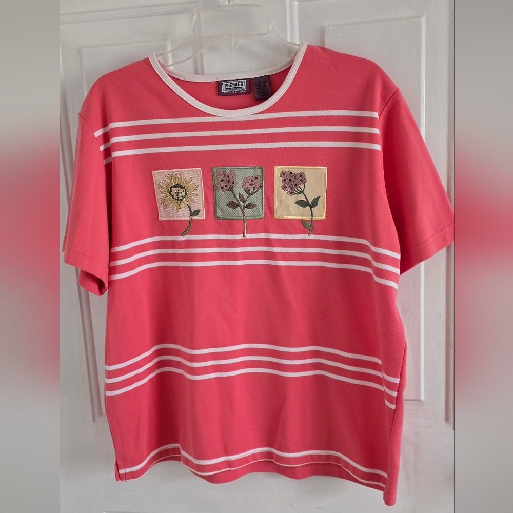 Preview International Coral Floral Embroidered Blouse